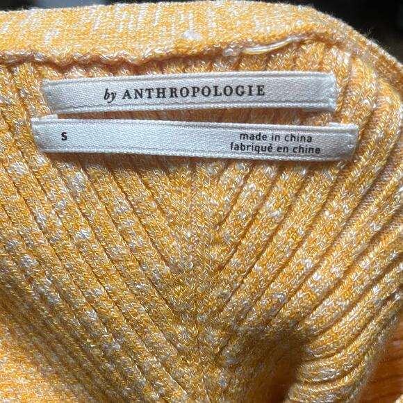 Anthropologie Ribbed Knit Sweater Ruffle Tank Top S Marled Orange Crop Boho EUC - Picture 3 of 5